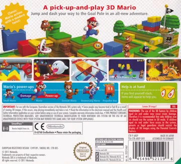 Super Mario 3D Land (Europe) (En,Fr,Ge,It,Es,Nl,Po,Ru) box cover back